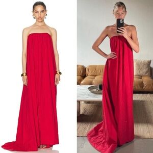 Helsa Crinkle Pleated Red Gown Maxi Dress Size Small NEW! New with tags!